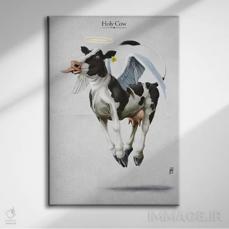 تابلو دکوراتیو گاو مقدس اثر راب اسنو - نمای روبهرو روی دیوار