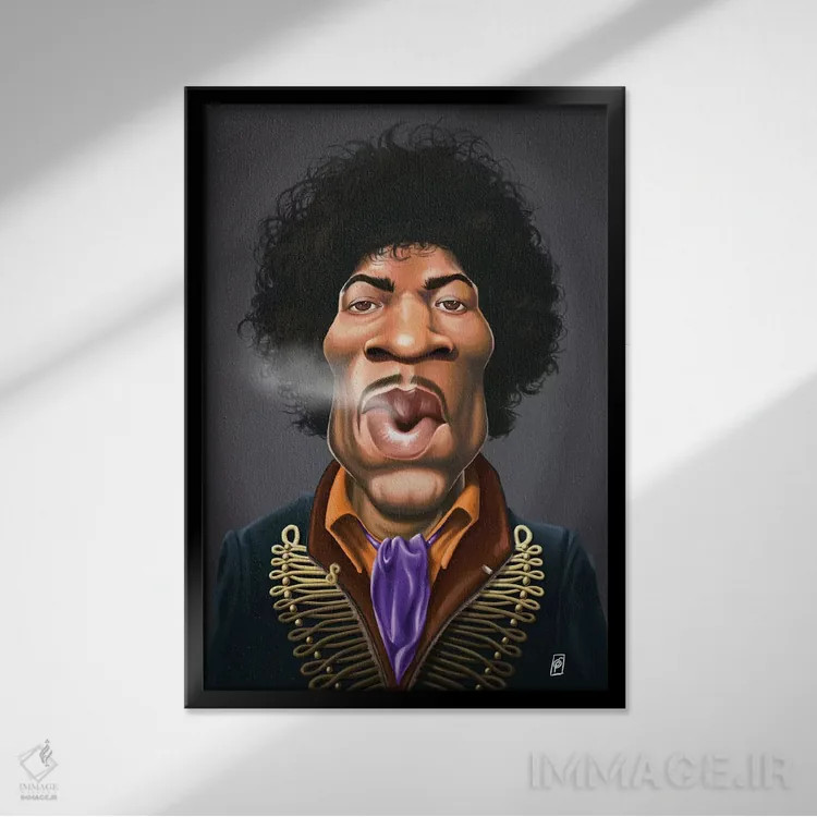 تابلو دکوراتیو جیمی هندریکس اثر راب اسنو - نمای قابدار مشکی