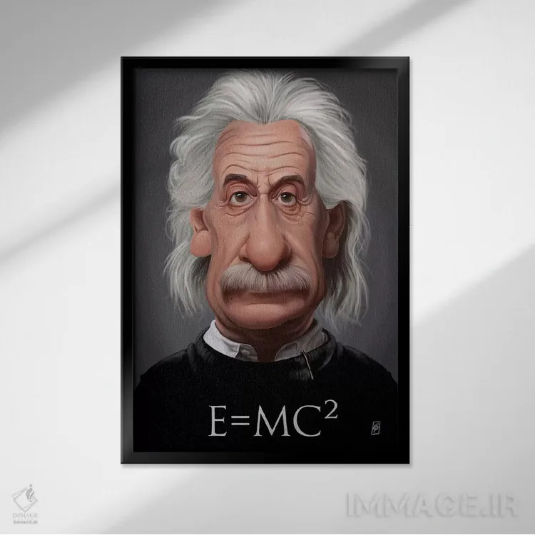 تابلو دکوراتیو آلبرت اینشتین اثر راب اسنو - نمای قابدار مشکی