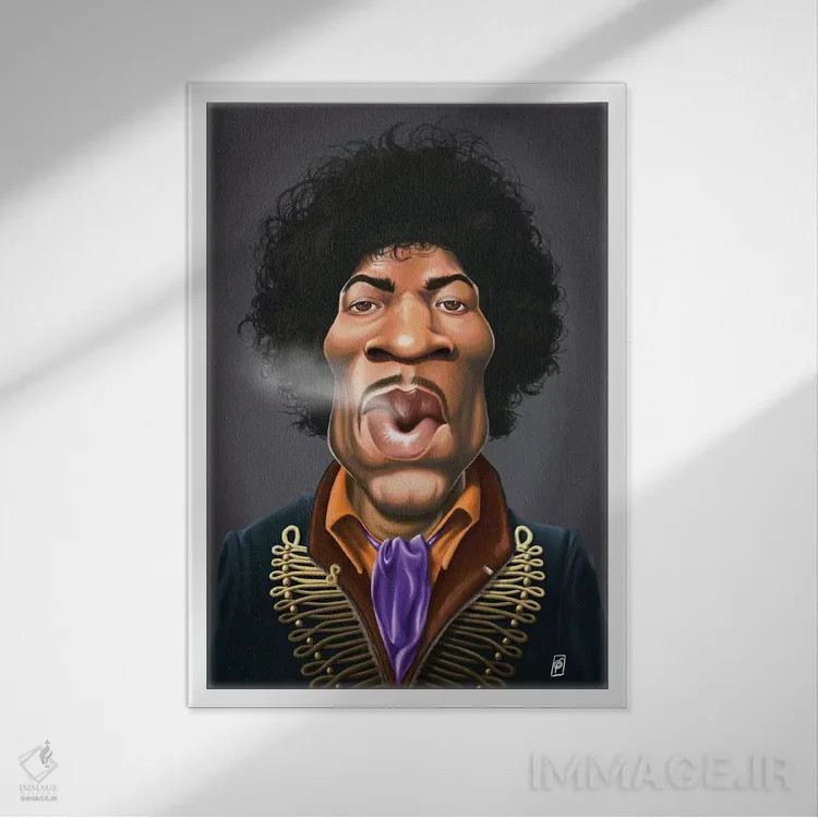 تابلو دکوراتیو جیمی هندریکس اثر راب اسنو - نمای قابدار سفید