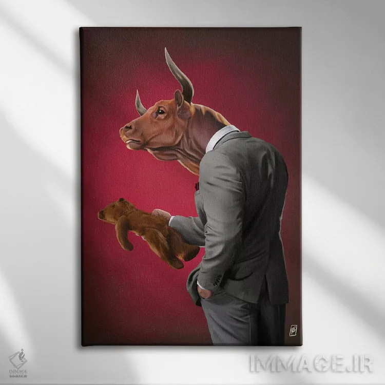 تابلو دکوراتیو گاو نر اثر راب اسنو - نمای روبهرو روی دیوار