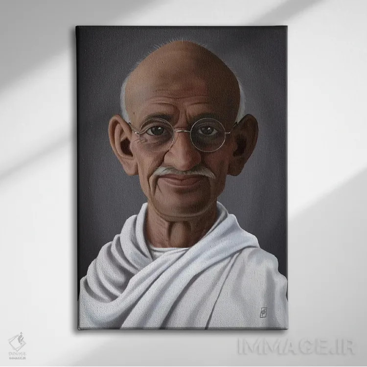 تابلو دکوراتیو مهاتما گاندی اثر راب اسنو - نمای روبهرو روی دیوار