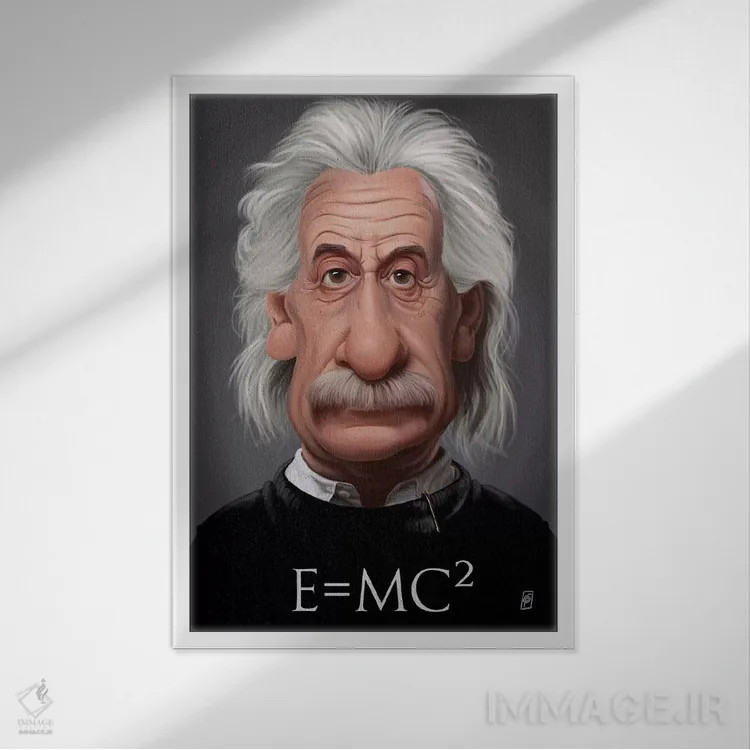 تابلو دکوراتیو آلبرت اینشتین اثر راب اسنو - نمای قابدار سفید