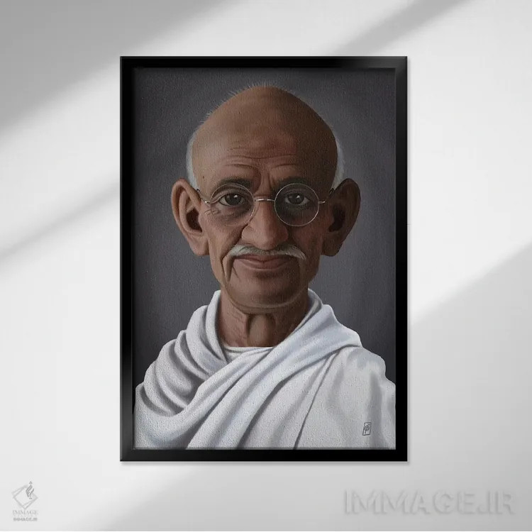 تابلو دکوراتیو مهاتما گاندی اثر راب اسنو - نمای قابدار مشکی
