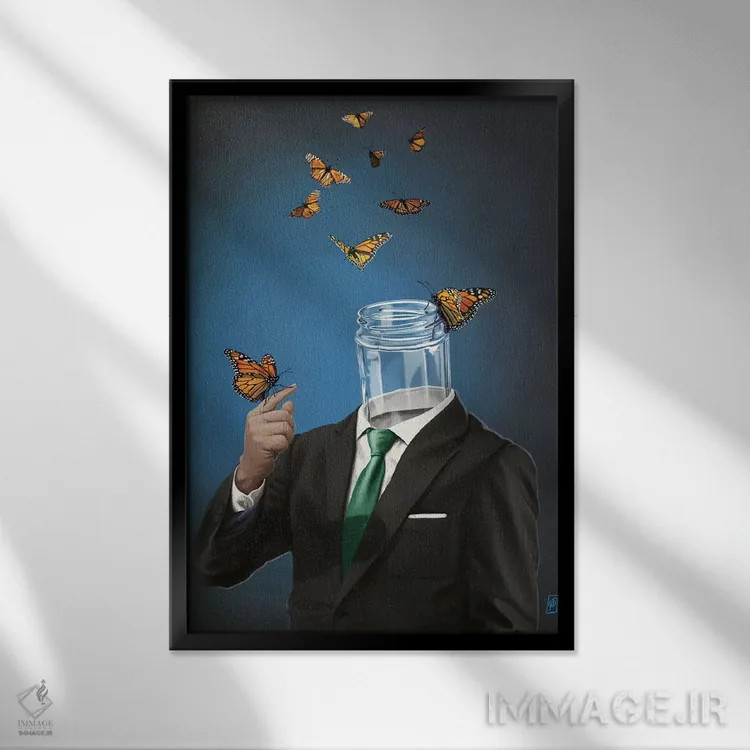 تابلو دکوراتیو شیشه اثر راب اسنو - نمای قابدار مشکی