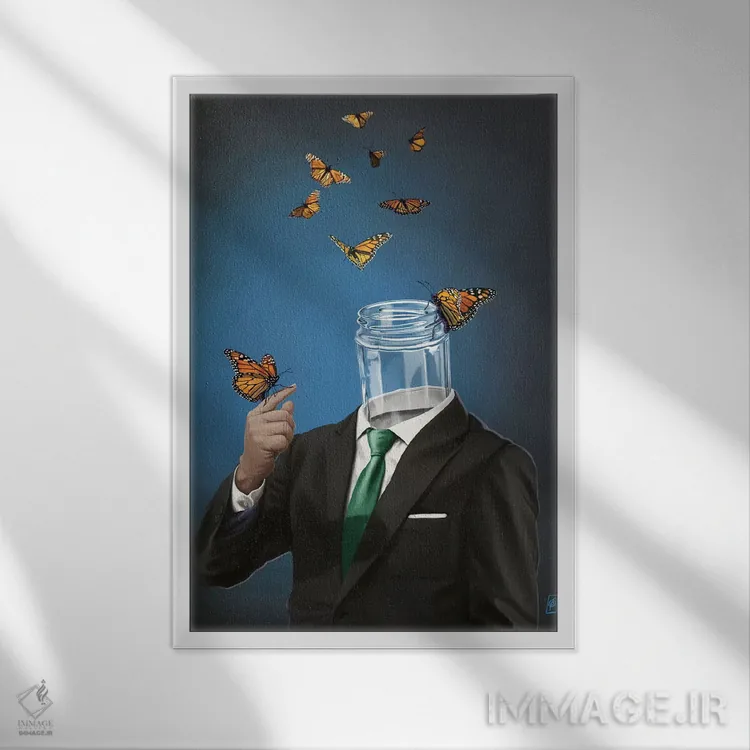 تابلو دکوراتیو شیشه اثر راب اسنو - نمای قابدار سفید