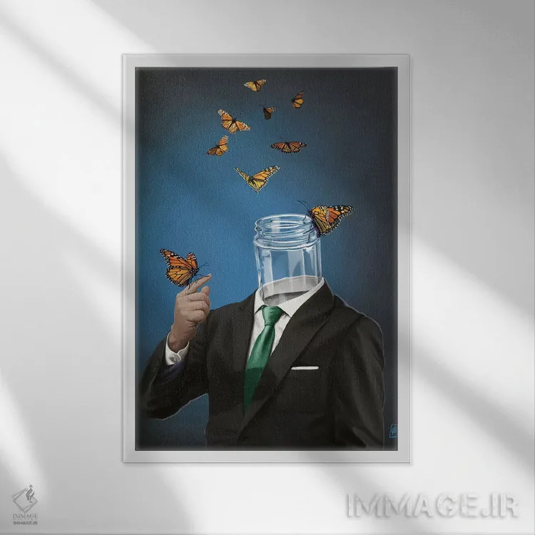 تابلو دکوراتیو شیشه اثر راب اسنو - نمای قابدار سفید