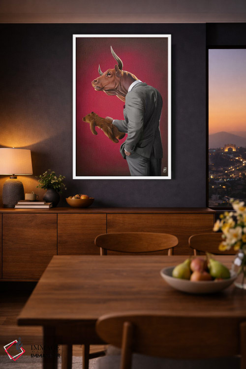 تابلو دکوراتیو گاو نر اثر راب اسنو - D2W