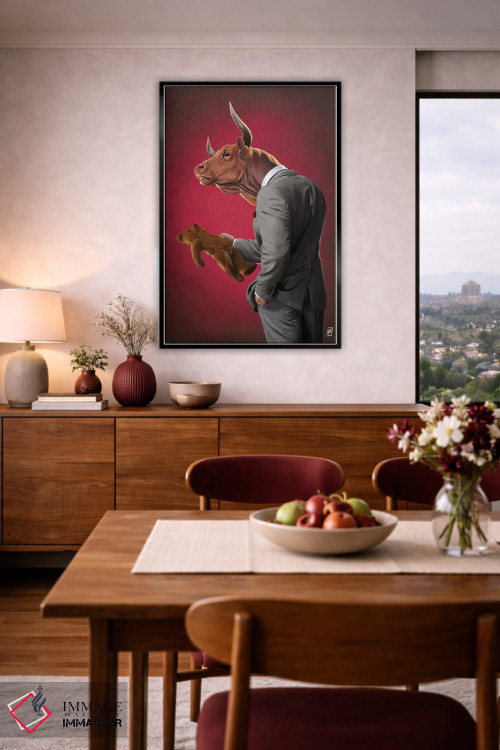 تابلو دکوراتیو گاو نر اثر راب اسنو - D4B