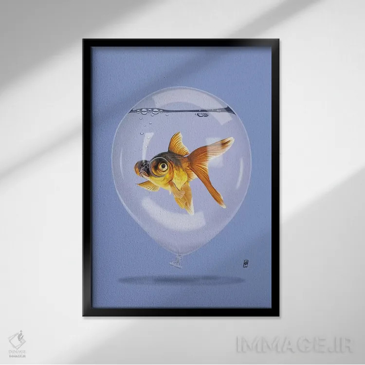 تابلو دکوراتیو رنگ بادکرده اثر راب اسنو - نمای قابدار مشکی