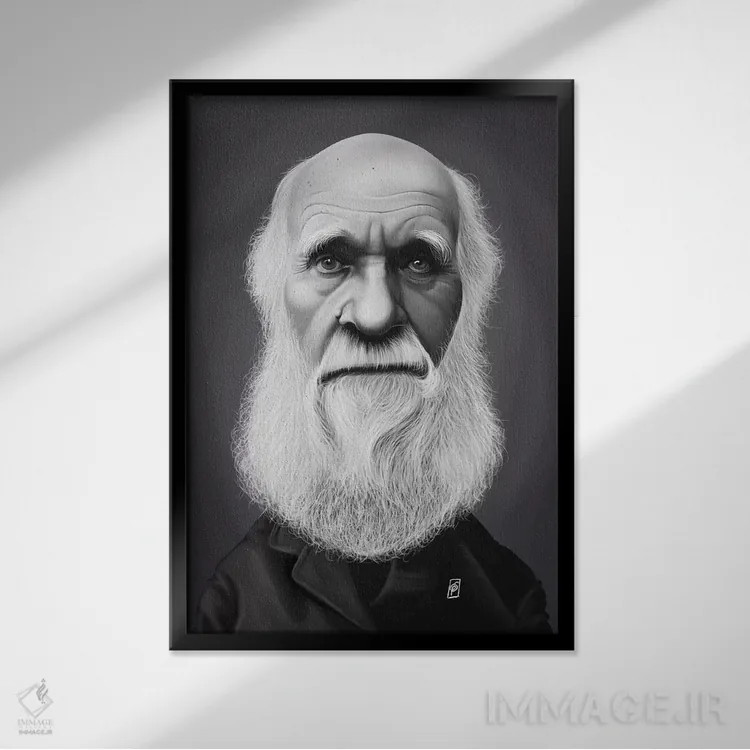 تابلو دکوراتیو چارلز داروین اثر راب اسنو - نمای قابدار مشکی