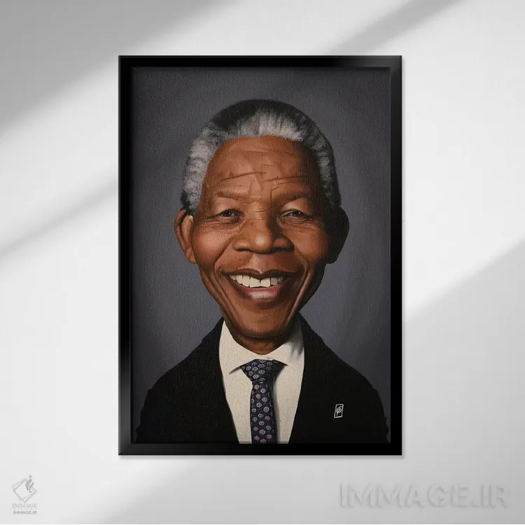 تابلو دکوراتیو نلسون ماندلا اثر راب اسنو - نمای قابدار مشکی
