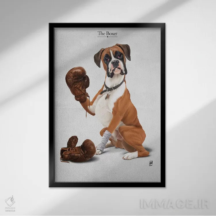 تابلو دکوراتیو بوکسور I اثر راب اسنو - نمای قابدار مشکی