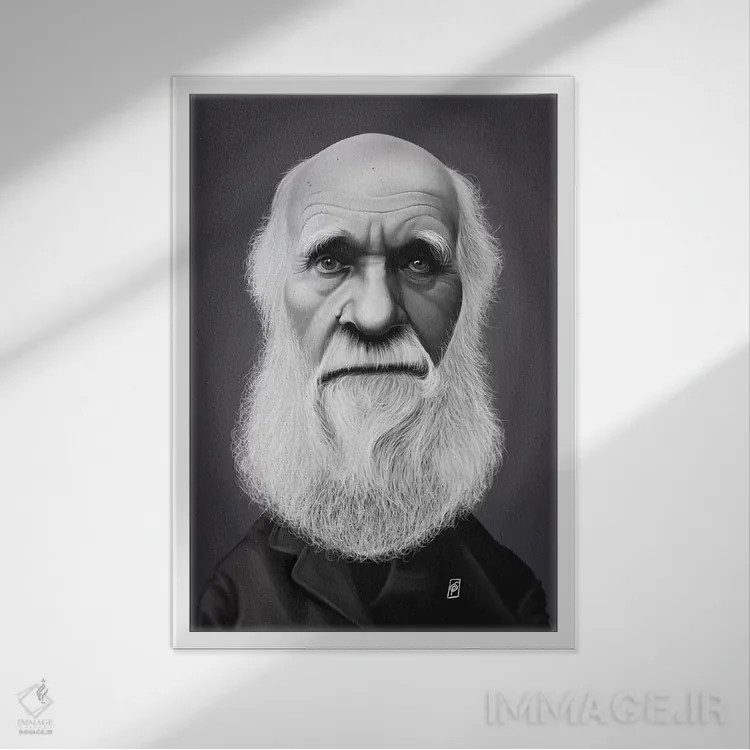 تابلو دکوراتیو چارلز داروین اثر راب اسنو - نمای قابدار سفید