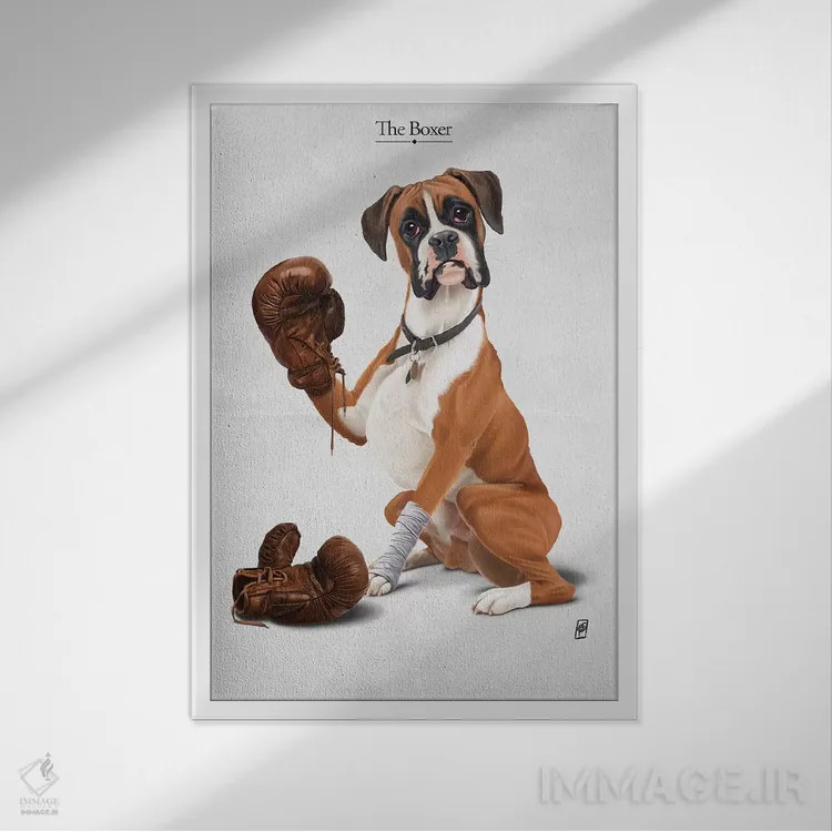 تابلو دکوراتیو بوکسور I اثر راب اسنو - نمای قابدار سفید