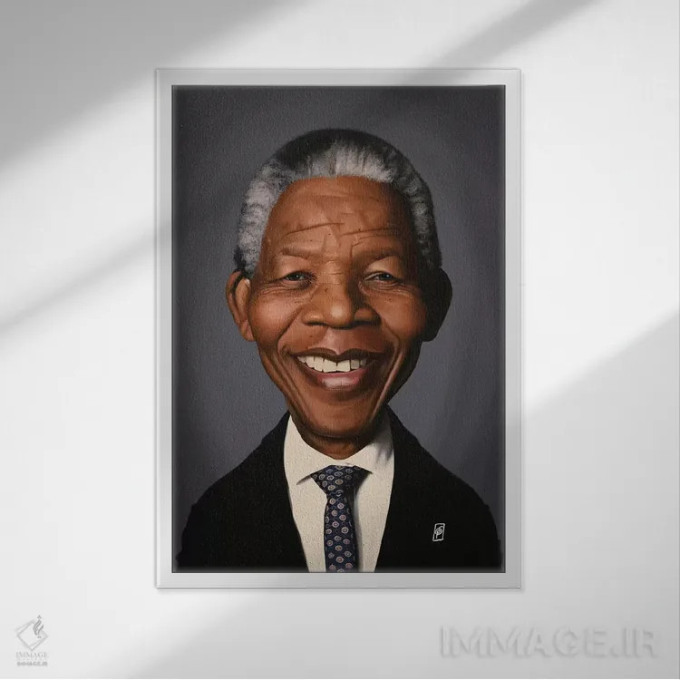 تابلو دکوراتیو نلسون ماندلا اثر راب اسنو - نمای قابدار سفید