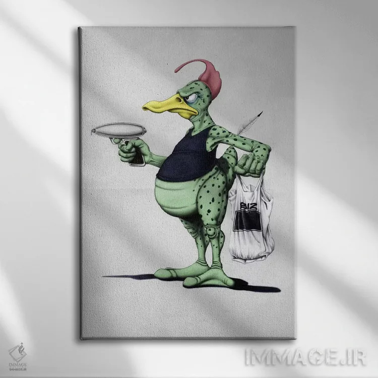 تابلو دکوراتیو اردک فضایی اثر راب اسنو - نمای روبهرو روی دیوار