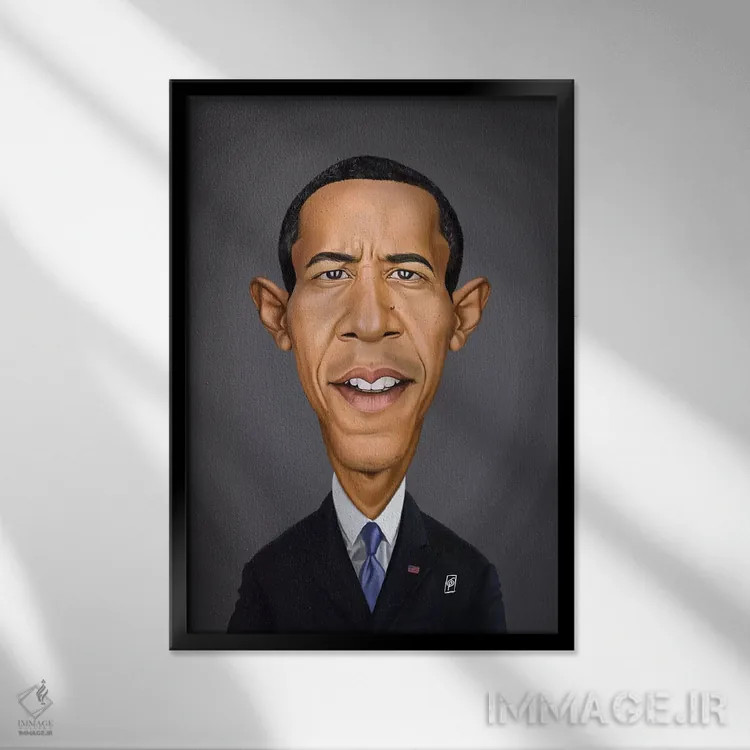 تابلو دکوراتیو باراک اوباما اثر راب اسنو - نمای قابدار مشکی