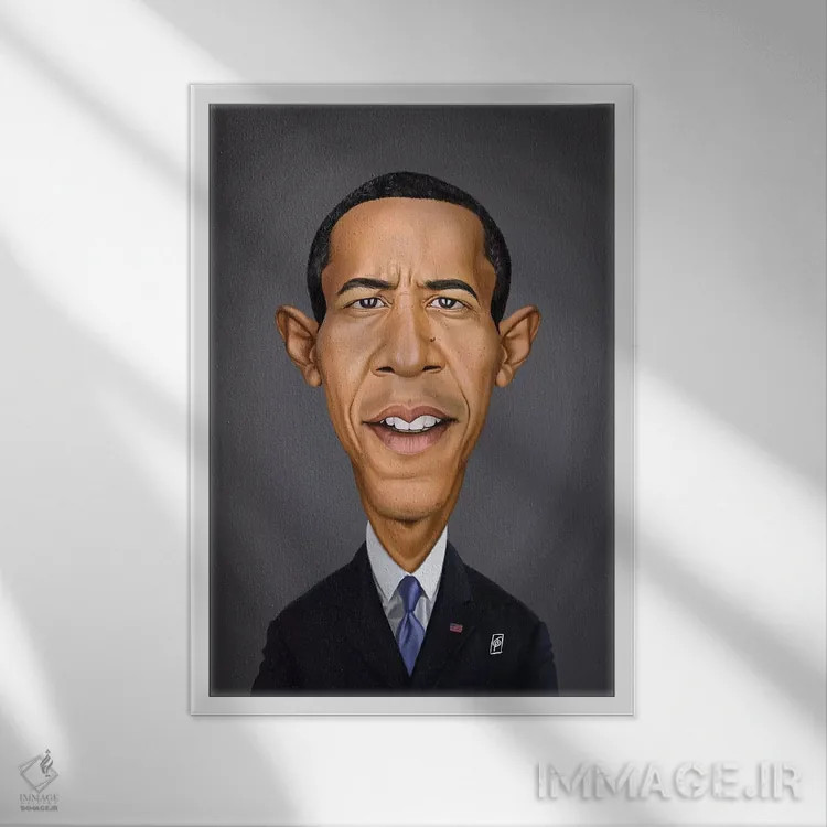 تابلو دکوراتیو باراک اوباما اثر راب اسنو - نمای قابدار سفید