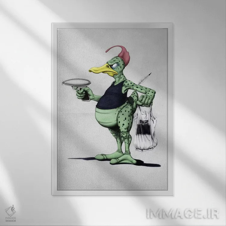 تابلو دکوراتیو اردک فضایی اثر راب اسنو - نمای قابدار سفید