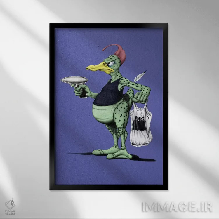 تابلو دکوراتیو اردک فضایی III اثر راب اسنو - نمای قابدار مشکی