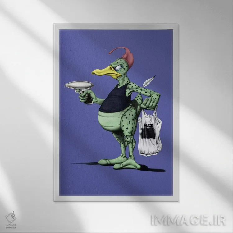 تابلو دکوراتیو اردک فضایی III اثر راب اسنو - نمای قابدار سفید