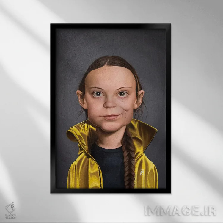 تابلو دکوراتیو گرتا تونبرگ اثر راب اسنو - نمای قابدار مشکی