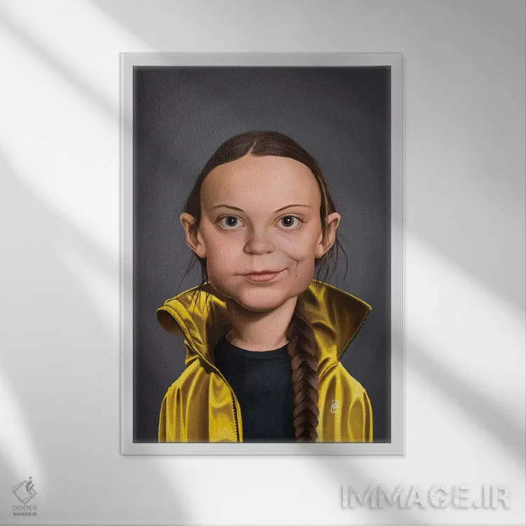 تابلو دکوراتیو گرتا تونبرگ اثر راب اسنو - نمای قابدار سفید