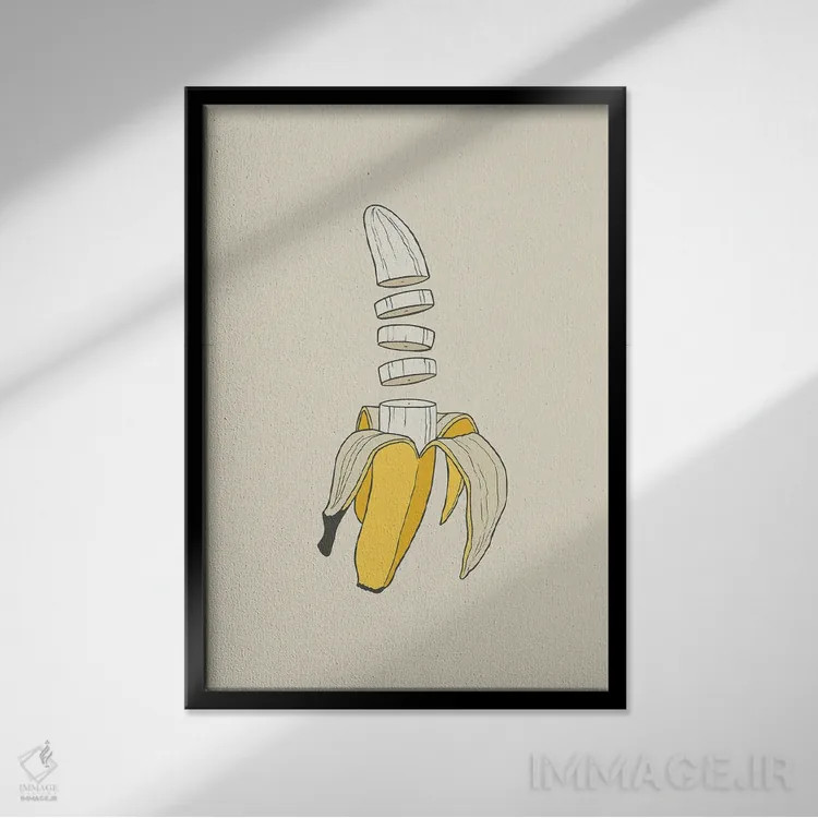 تابلو مینیمال بنانا اسپلیت اثر راب اسنو - نمای قابدار مشکی