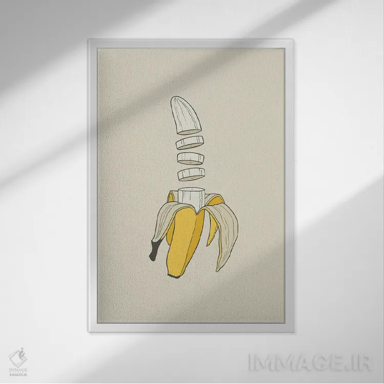 تابلو مینیمال بنانا اسپلیت اثر راب اسنو - نمای قابدار سفید