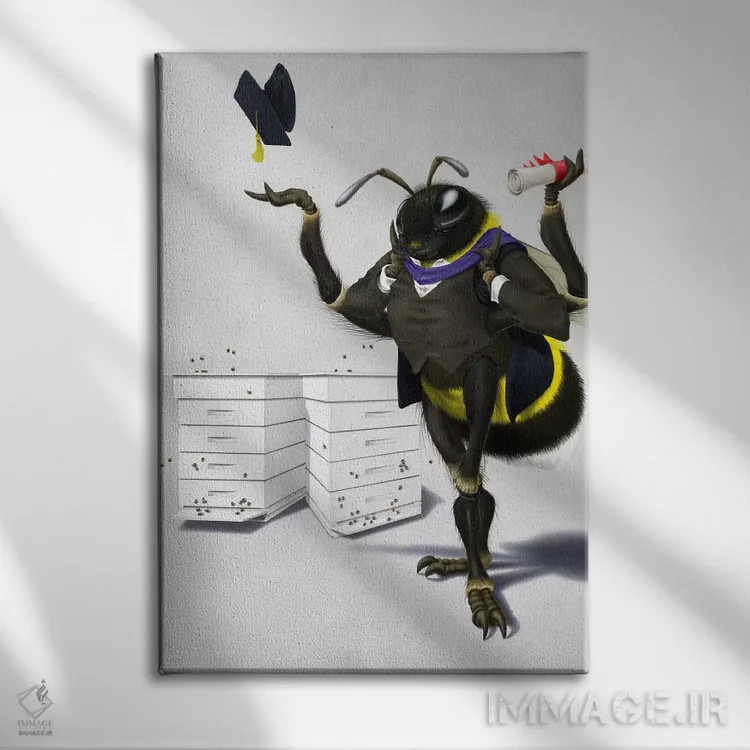 تابلو دکوراتیو زنبور بودن یا نبودن ۲ اثر راب اسنو - نمای روبهرو روی دیوار