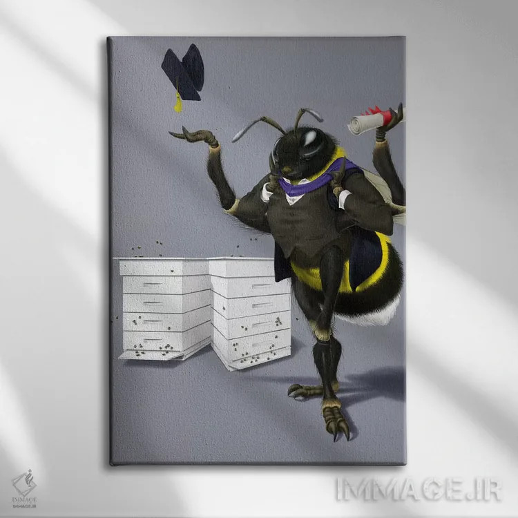تابلو دکوراتیو زنبور بودن یا نبودن ۳ اثر راب اسنو - نمای روبهرو روی دیوار