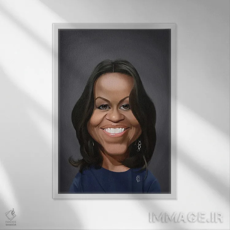 تابلو دکوراتیو میشل اوباما اثر راب اسنو - نمای قابدار سفید