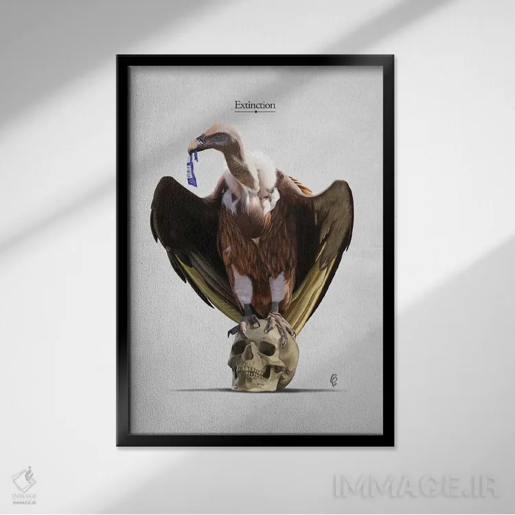 تابلو دکوراتیو انقراض اثر راب اسنو - نمای قابدار مشکی