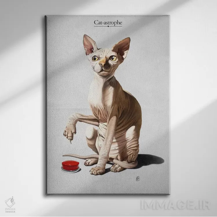 تابلو دکوراتیو فاجعه گربه ای اثر راب اسنو - نمای روبهرو روی دیوار