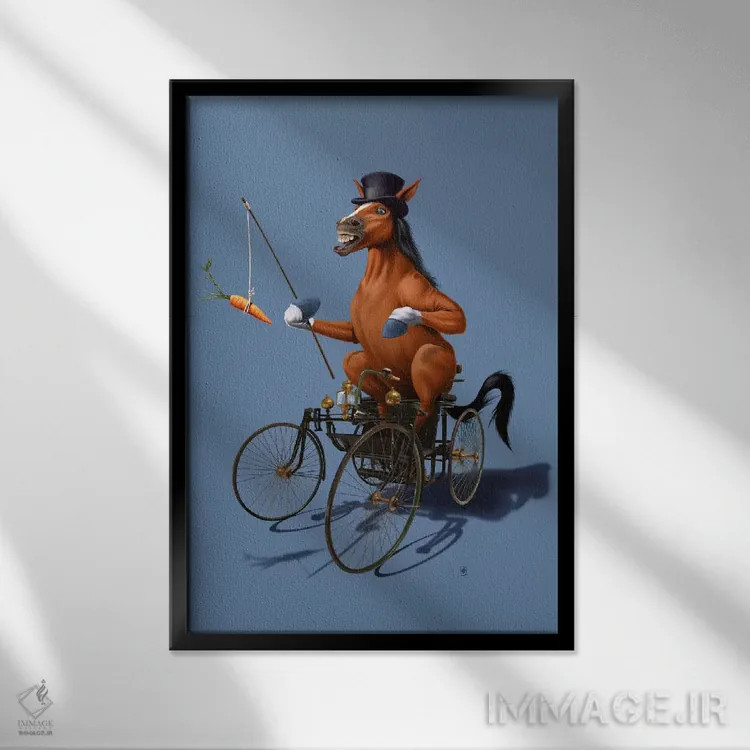 تابلو دکوراتیو قدرت اسب ۳ اثر راب اسنو - نمای قابدار مشکی