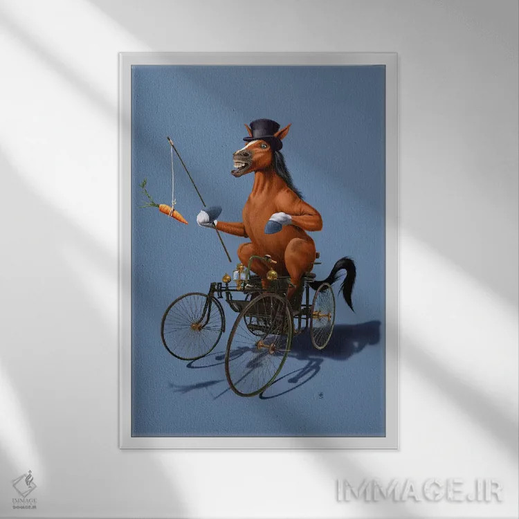 تابلو دکوراتیو قدرت اسب ۳ اثر راب اسنو - نمای قابدار سفید