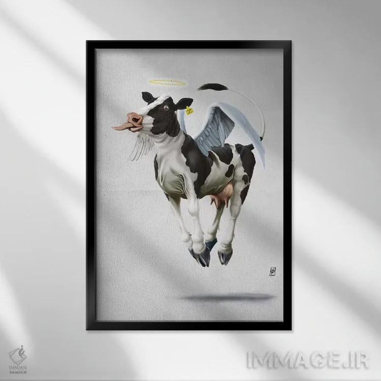 تابلو دکوراتیو گاو مقدس ۲ اثر راب اسنو - نمای قابدار مشکی