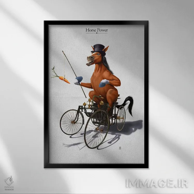 تابلو دکوراتیو قدرت اسب اثر راب اسنو - نمای قابدار مشکی