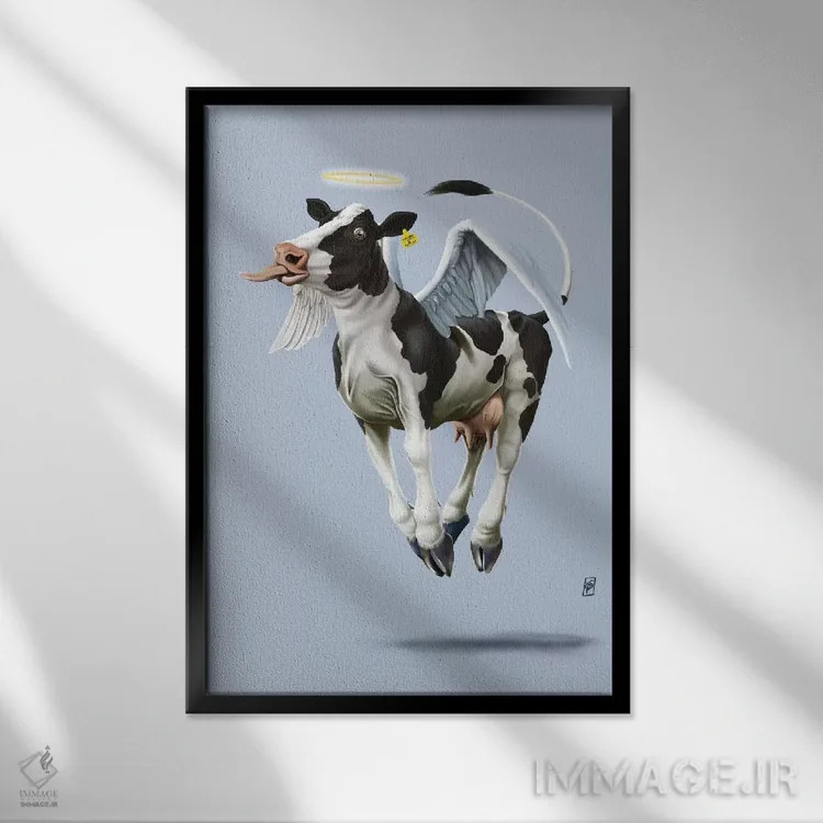 تابلو دکوراتیو گاو مقدس ۳ اثر راب اسنو - نمای قابدار مشکی