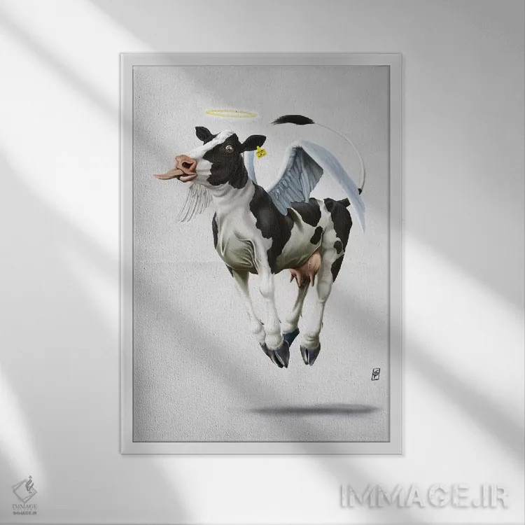 تابلو دکوراتیو گاو مقدس ۲ اثر راب اسنو - نمای قابدار سفید