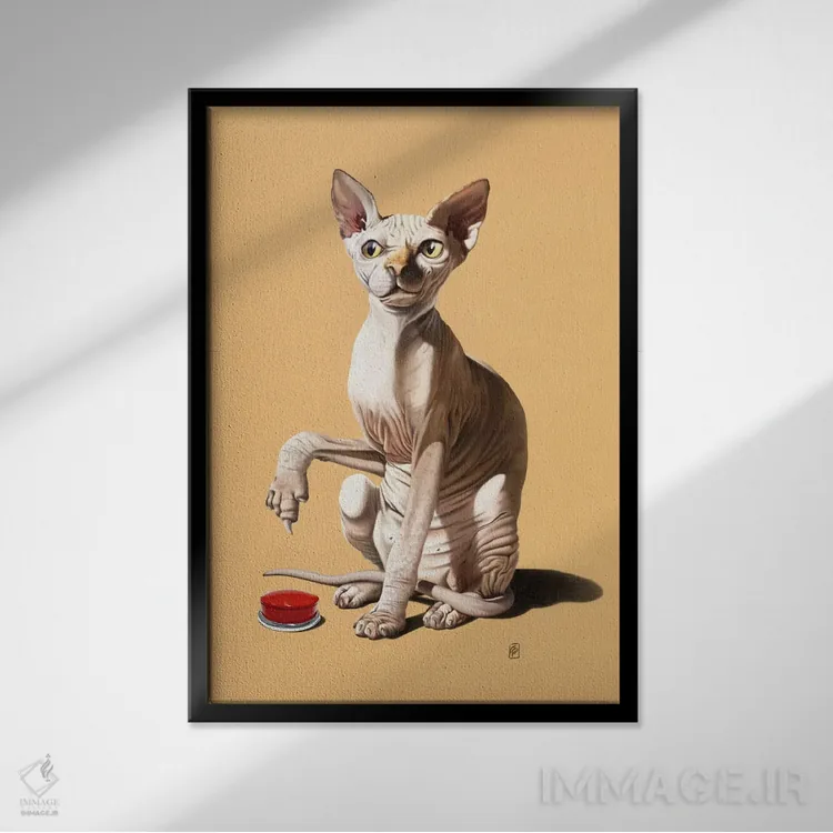 تابلو دکوراتیو فاجعه گربه ای ۳ اثر راب اسنو - نمای قابدار مشکی