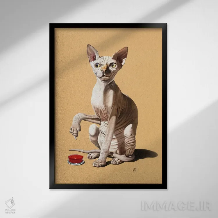 تابلو دکوراتیو فاجعه گربه ای ۳ اثر راب اسنو - نمای قابدار مشکی