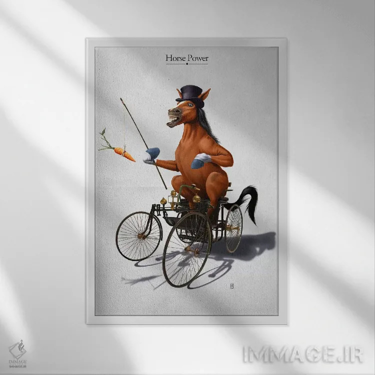 تابلو دکوراتیو قدرت اسب اثر راب اسنو - نمای قابدار سفید