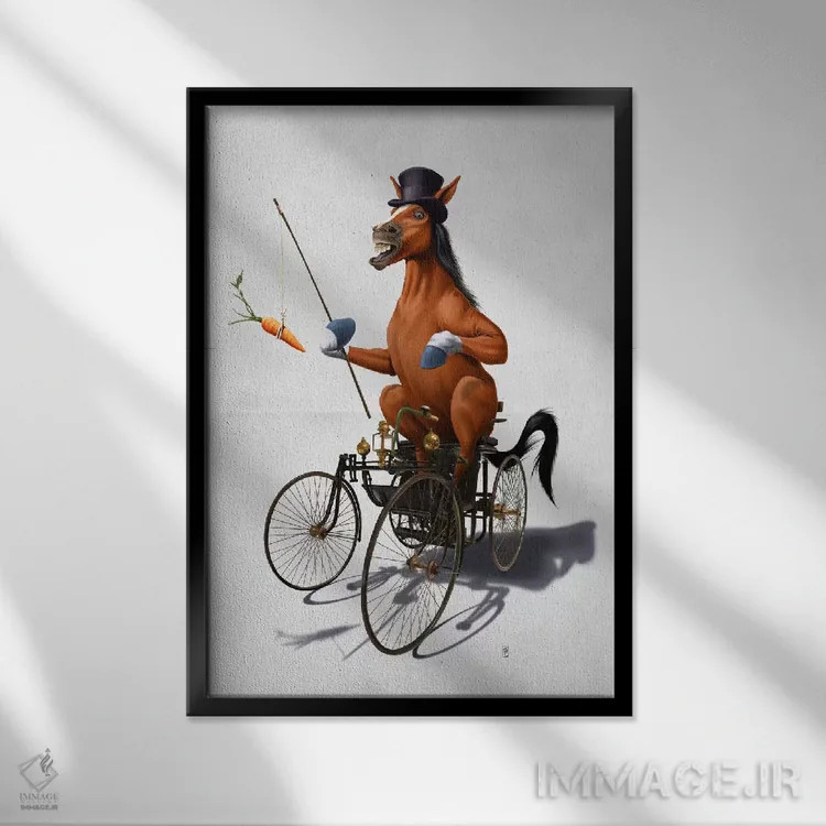 تابلو دکوراتیو قدرت اسب ۲ اثر راب اسنو - نمای قابدار مشکی