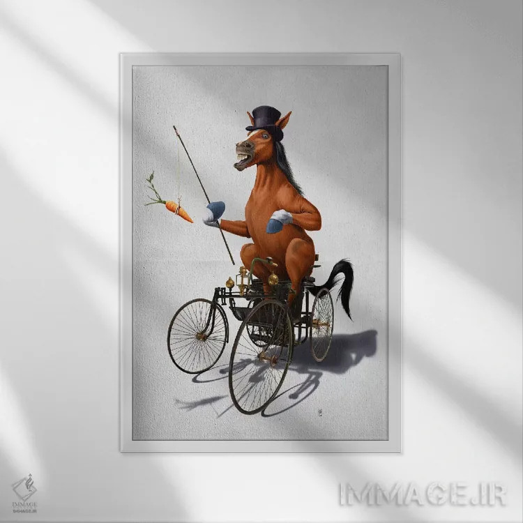 تابلو دکوراتیو قدرت اسب ۲ اثر راب اسنو - نمای قابدار سفید