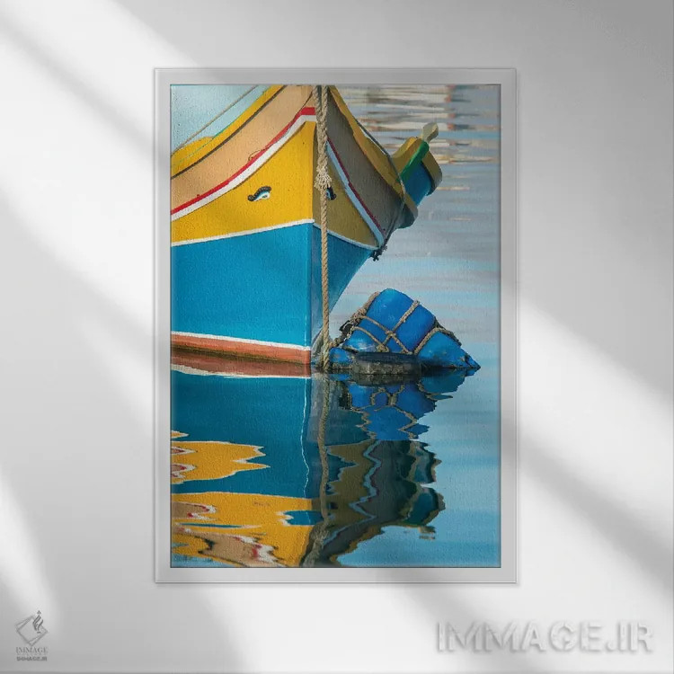 تابلو دکوراتیو Marsaxlokk, traditional fishing boat detail I,مالت، مرزاکسلوک… اثر راب تیلی - نمای قابدار سفید