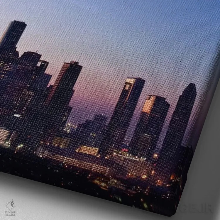 تابلو دکوراتیو Crescent Moon Over Houston,تگزاس، هلال ماه بر فراز هیوستون اثر راب تیلی - نمای نزدیک بافت بوم