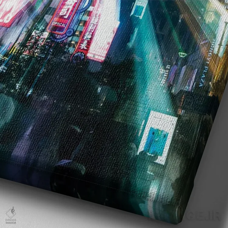 تابلو دکوراتیو Shanghai. Nanjing Road, neon sign blur.,چین، شانگهای. جاده نان… اثر راب تیلی - نمای نزدیک بافت بوم