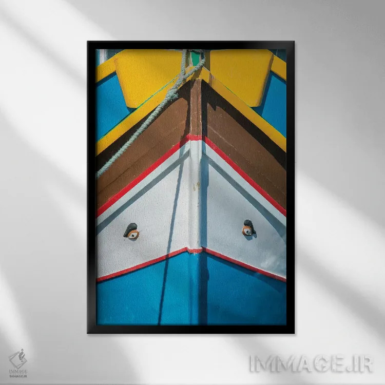 تابلو دکوراتیو Marsaxlokk, Traditional Fishing Boat Detail II,مالت، مرزاکسلوک… اثر راب تیلی - نمای قابدار مشکی